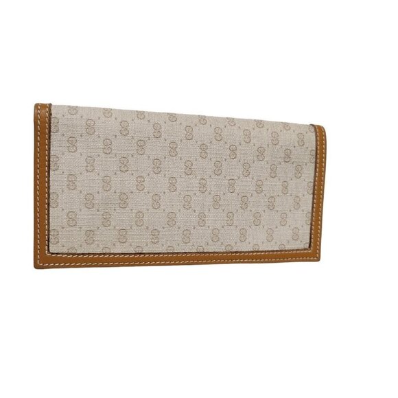 Gucci Wallet Bifold Long Envelope Checkbook Passport Beige Tan Vintage Authentic - Picture 1 of 12
